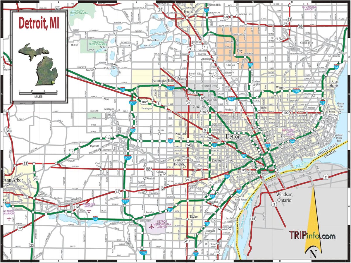 Detroit, Michigan რუკაზე