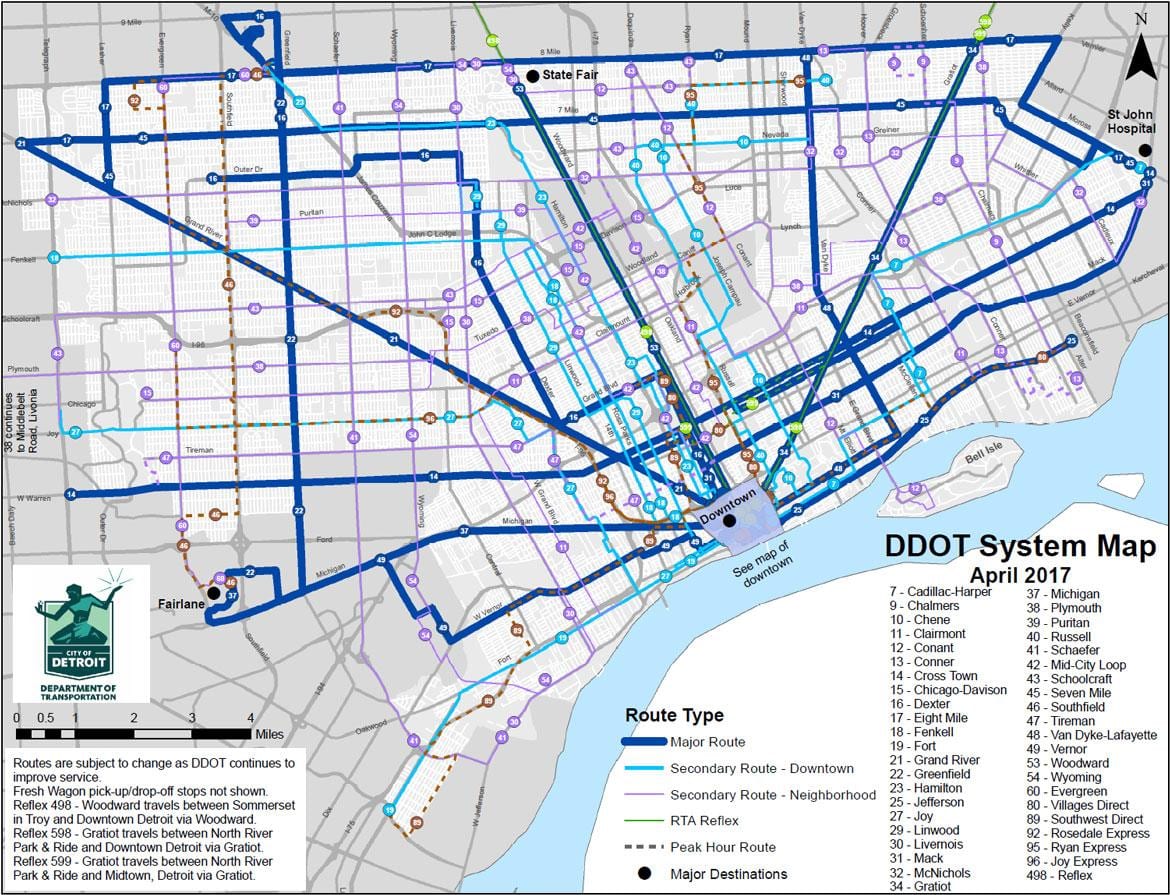 რუკა Detroit ავტობუსი
