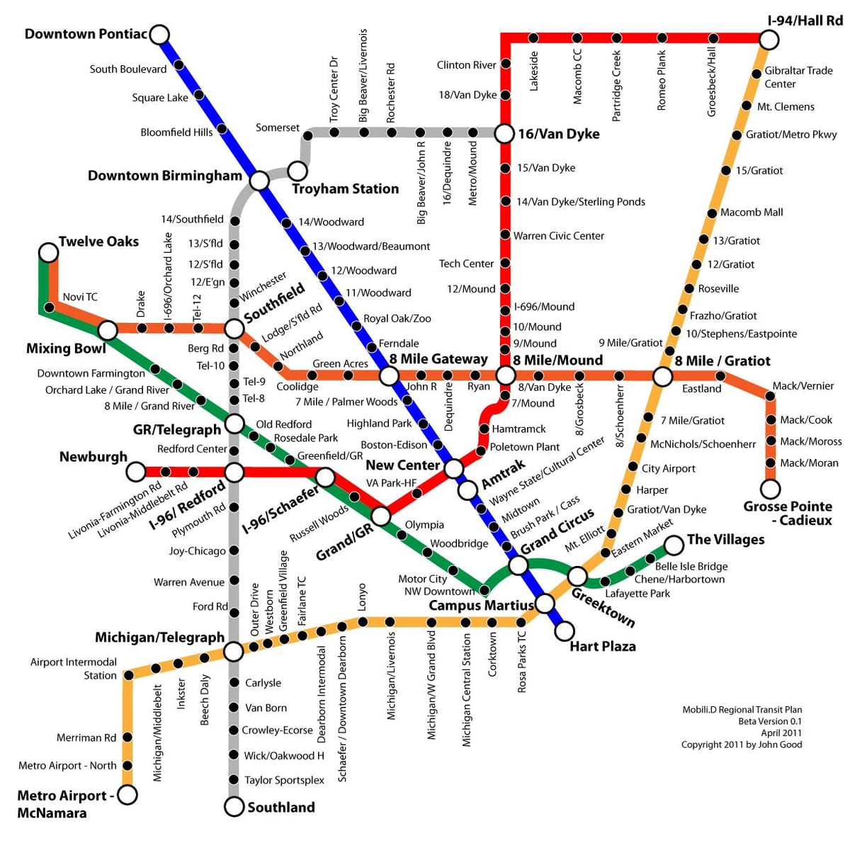 Detroit სატრანზიტო რუკა