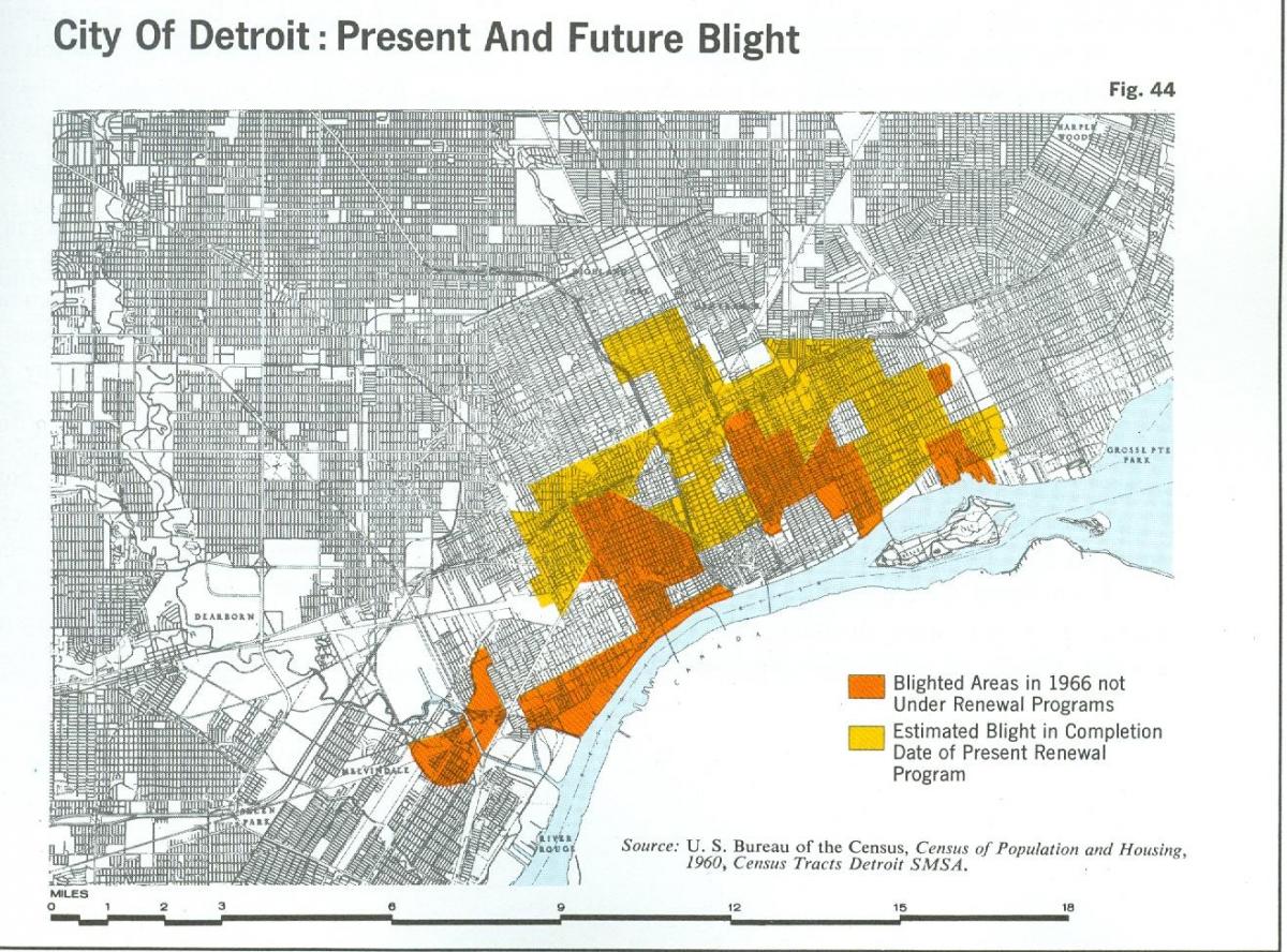 რუკა Detroit blight