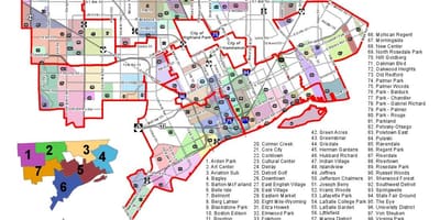 უბანი Detroit რუკა
